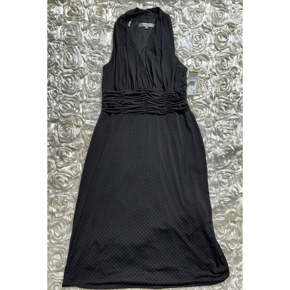 NWT Evan Picone Dress Black with Gold Studs. Calf Length Size 14 - Picture 1 of 5